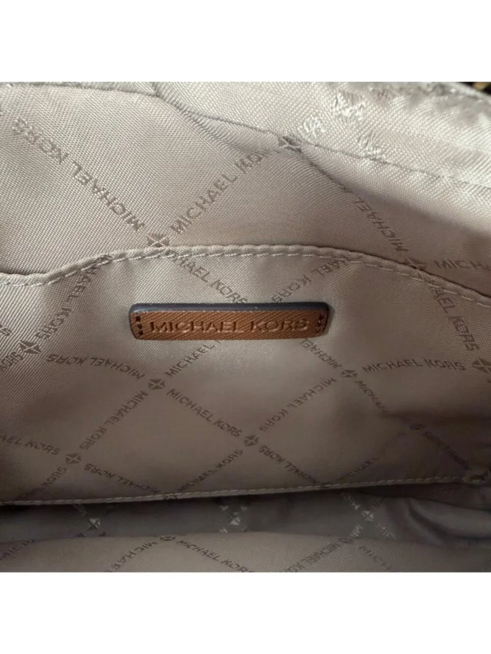 NWT $398 Michael Kors Jet Set Brown Signature Logo PVC Chain Crossbody Bag
